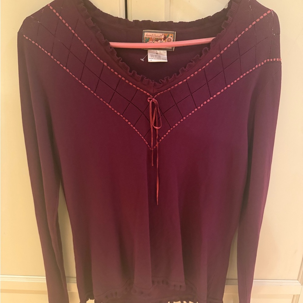 April Cornell Rich Maroon Blouse